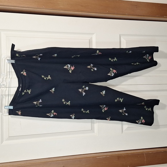 Talbots Pants - Talbots lined silk ankle pants trousers - 16 - black embroidered Asian accents